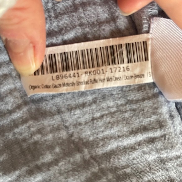 Quince Organic Cotton Gauze Maternity Smocked Ruffle Midi Dress Cream Breeze S - Picture 6 of 6